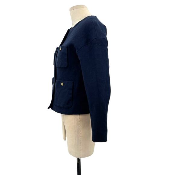 J. Crew Relaxed Lady Jacket in Double Serge Wool Navy Blue Size 2 - Picture 6 of 10
